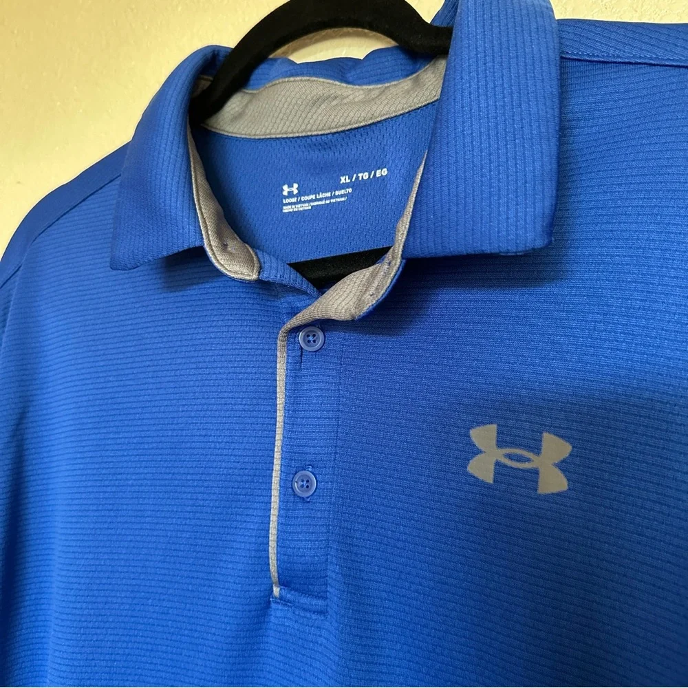 Under Armour‎ Royal Blue Polo Sz XL Men’s Tech - Picture 3 of 5